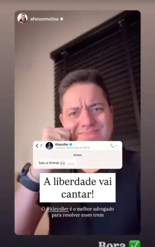 Depoimento de @afonsomolina sobre a liminar concedida